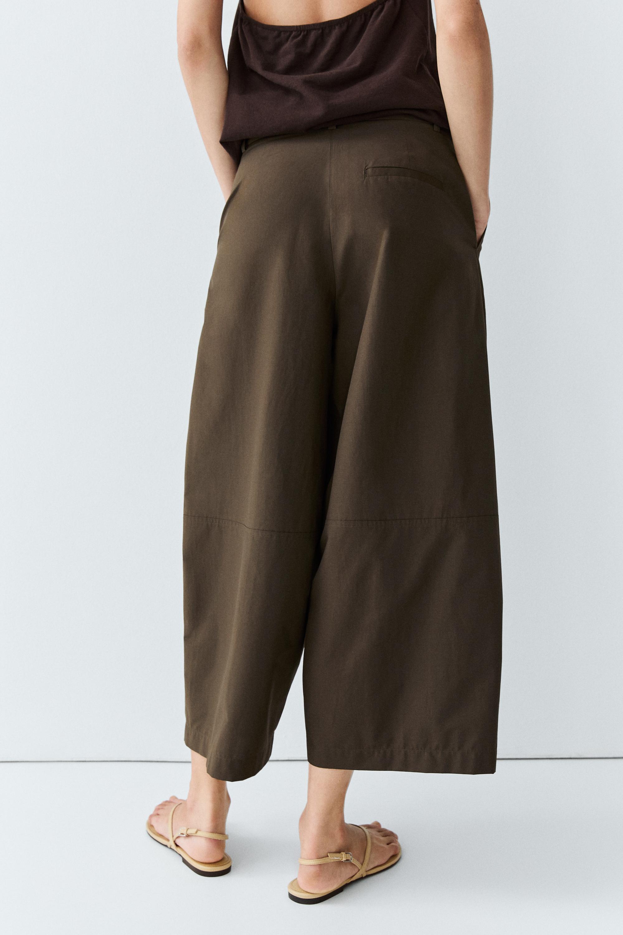 Pantalon large coton popeline mélangé